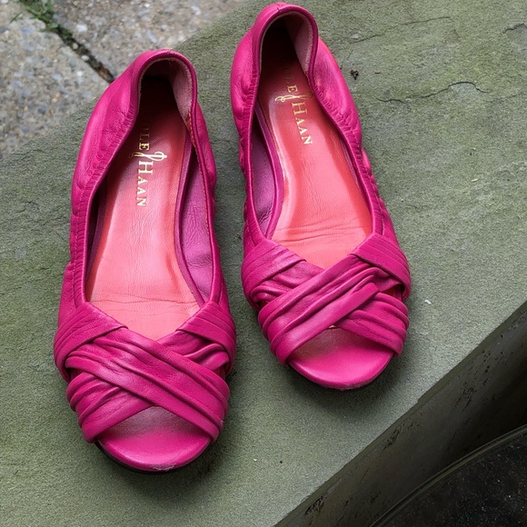 pink peep toe flats